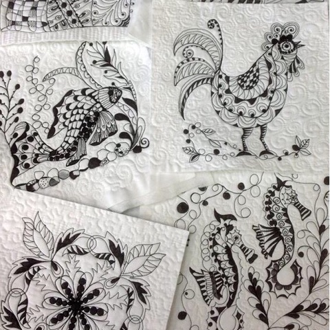 Machine Embroidered and Quilted Zentangle