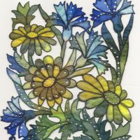 Daisies and Blue Cornflowers Panel