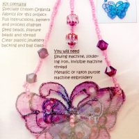 Organza Pink Butterfly Bag Charm / Decorative Dangle