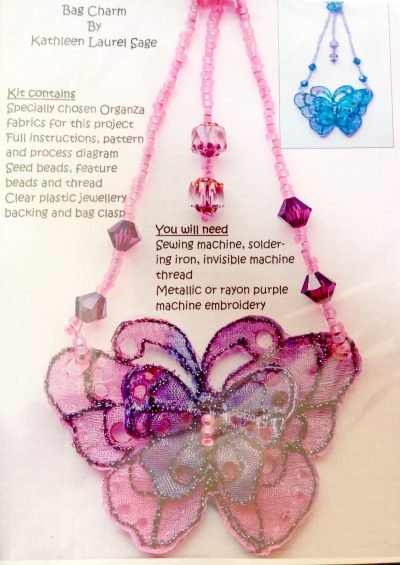 Organza Pink Butterfly Bag Charm / Decorative Dangle