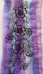 Organza purple bulb sketched flower fabric panel