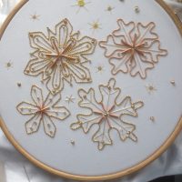 Introduction to Goldwork: Couched Winter Snowflakes