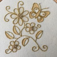 Introduction to Goldwork: Couched Butterfly and Flower Cascade