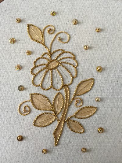 Introduction to Goldwork: Couched and Painted Elegant Flower
