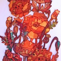 Organza Poppy Panel - Constructing Sketched Flower Fabric